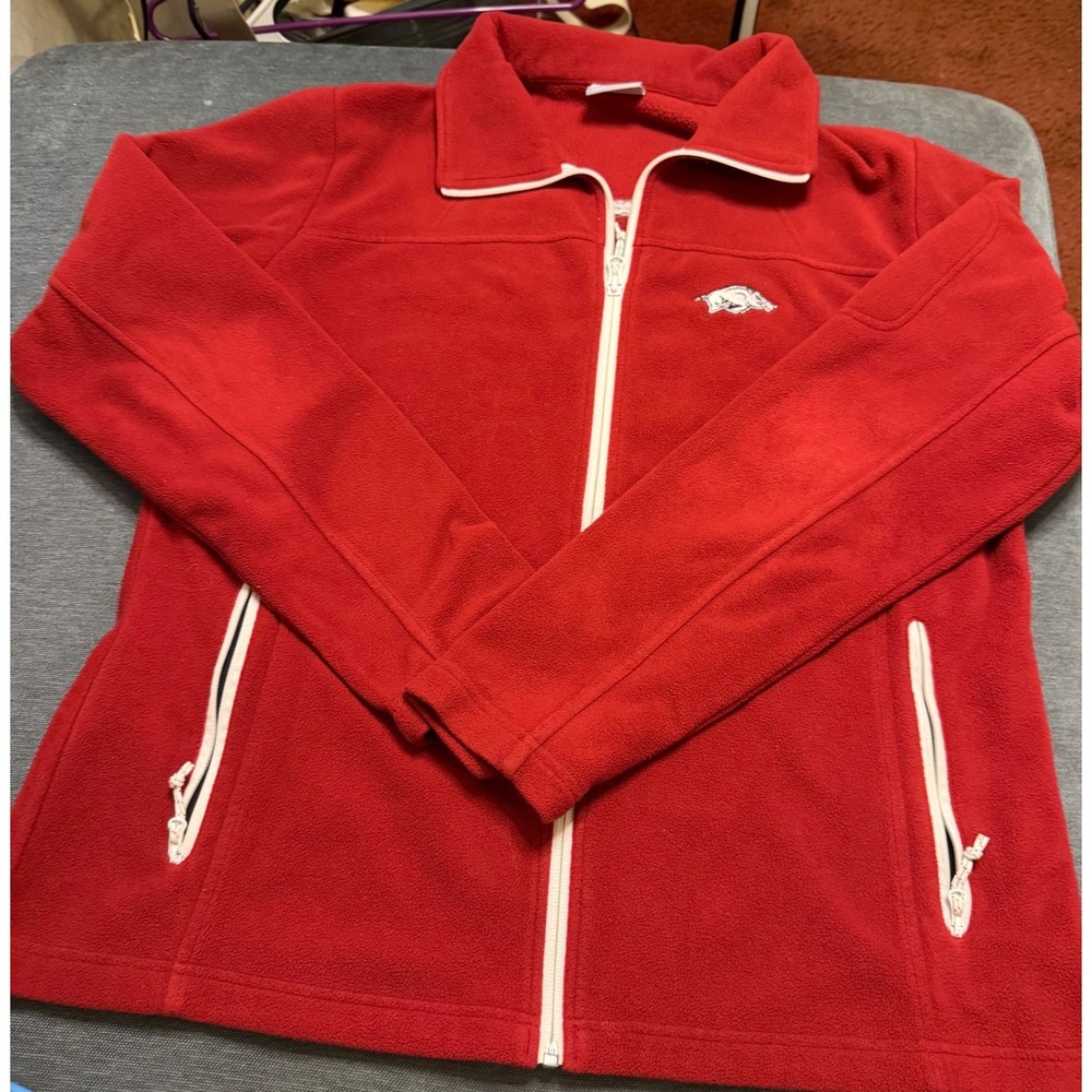 Columbia Arkansas Razorbacks Fleece Jacket Red Full Zip Mens XL NCAA Fan Gear